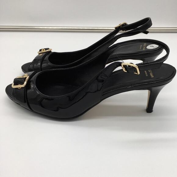 Cole Haan Grand OS Peep Toe Slingback Heel - Black - 8 - Picture 3 of 12